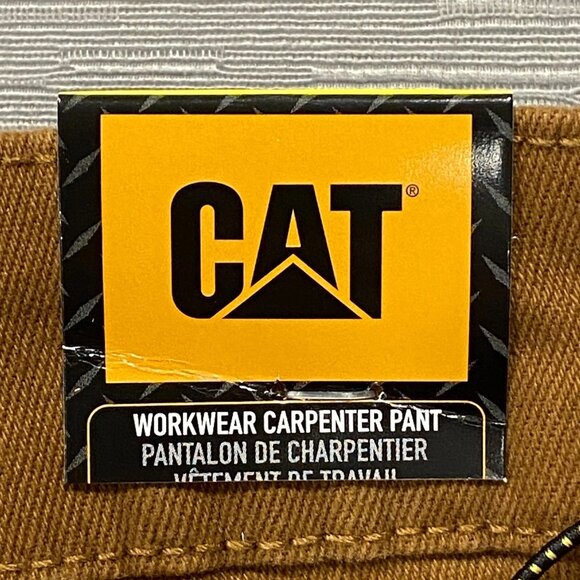 Caterpillar CAT Carpenter Work Pants Mens 38 x 30 Brown Tool Pockets Double Knee - Picture 4 of 12